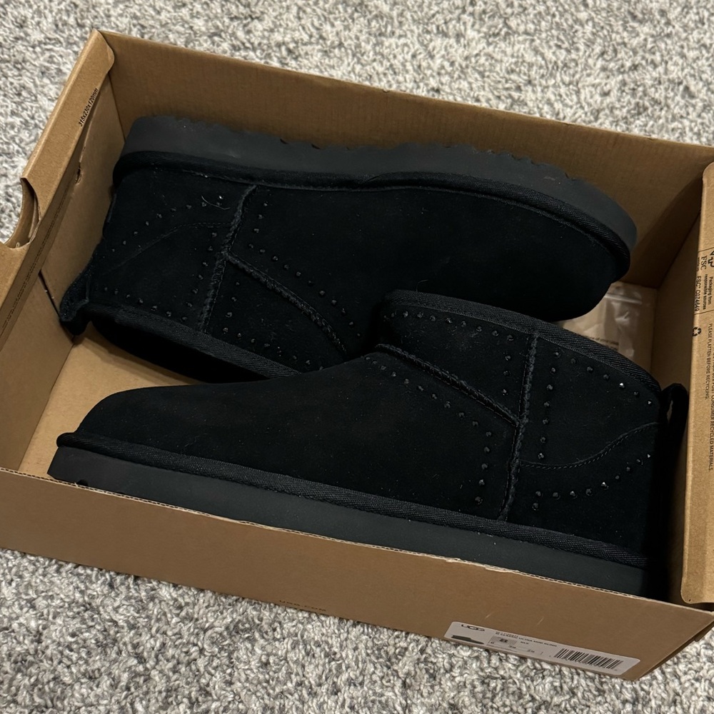 UGG Black Suede Ankle Boots